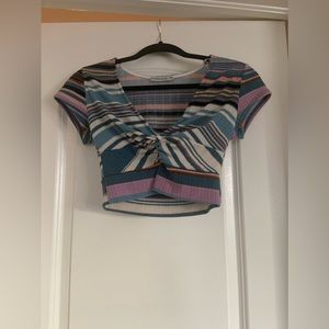 Papaya Striped Cropped Top